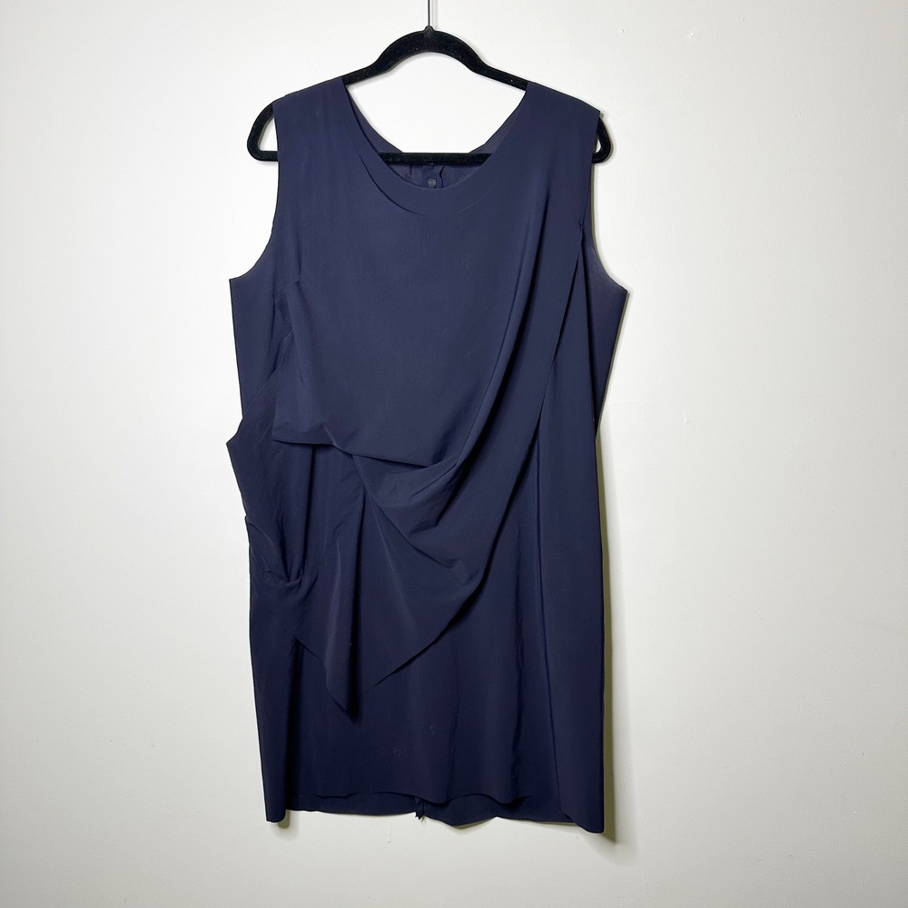 Porto San Francisco Draped Tech Fabric Dress Womens 3 Navy Lagenlook Travel